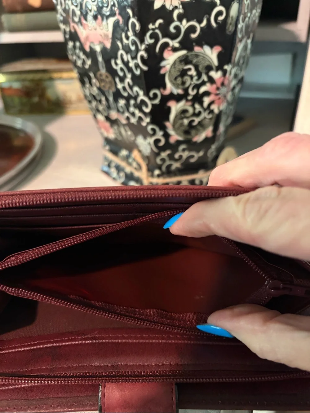 NWT Vintage Buxton Heiress Model 3 Burgundy Leather Organizer Clutch Wallet